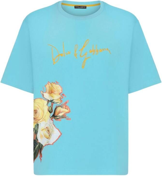Dolce & Gabbana T-shirt met geborduurd logo Blauw