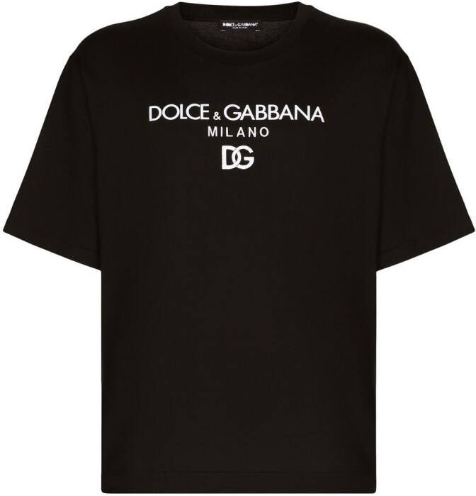 Dolce & Gabbana Katoenen T-shirt met geborduurd logo Zwart