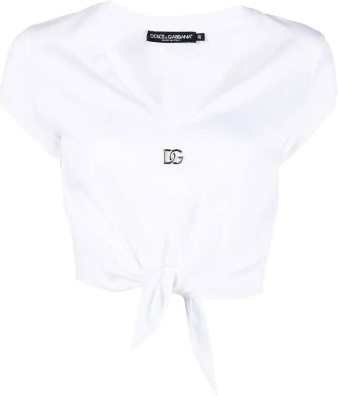Dolce & Gabbana T-shirt met geknoopte voorkant Wit