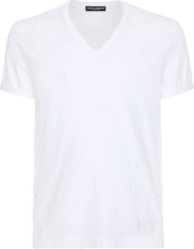 Dolce & Gabbana T-shirt met geperforeerd detail Wit