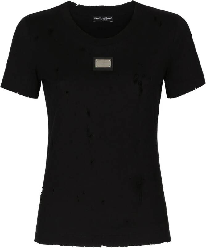 Dolce & Gabbana T-shirt met gerafeld effect Zwart