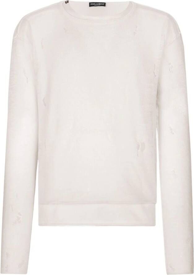 Dolce & Gabbana T-shirt met gerafelde afwerking Wit