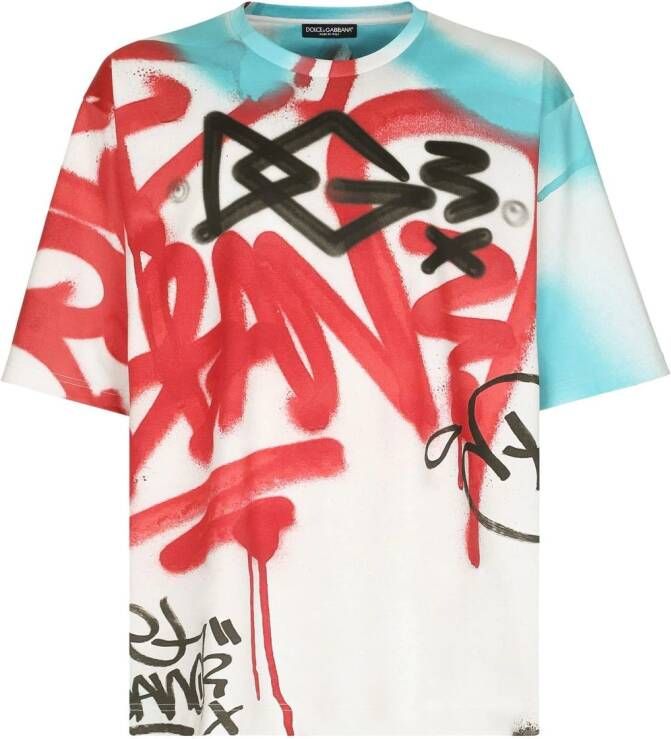 Dolce & Gabbana T-shirt met graffiti-print Rood