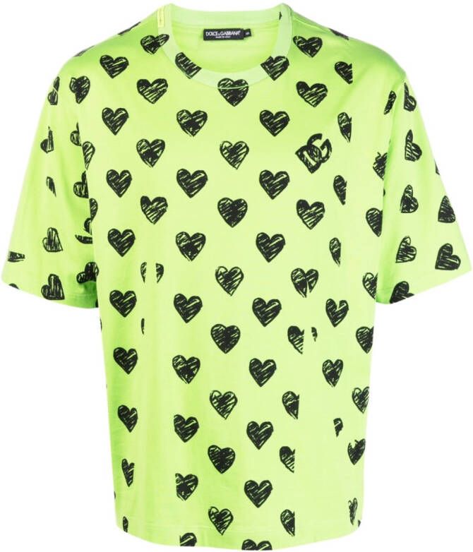 Dolce & Gabbana T-shirt met hartprint Groen