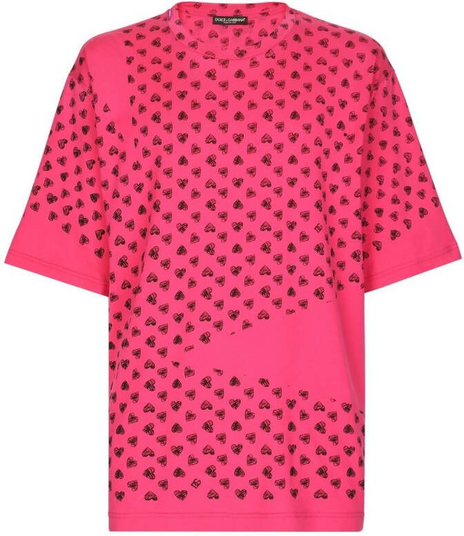Dolce & Gabbana T-shirt met hartprint Roze