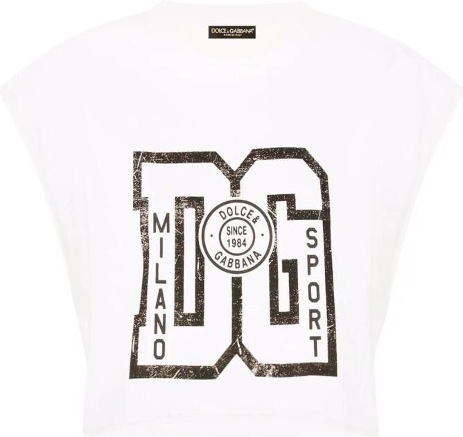 Dolce & Gabbana Cropped T-shirt met logoprint Wit