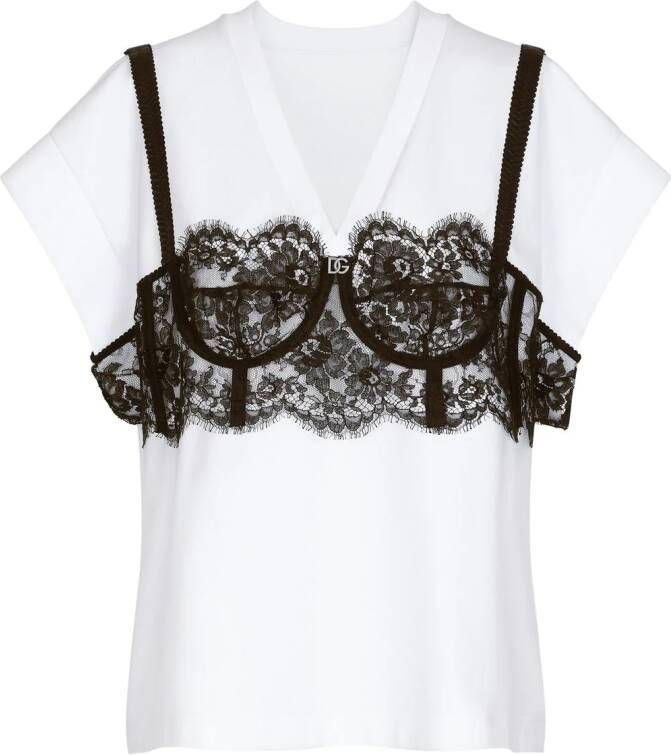 Dolce & Gabbana T-shirt met kant Wit