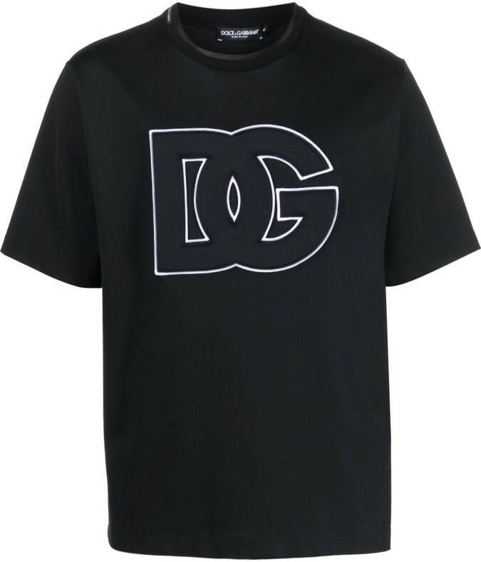 Dolce & Gabbana T-shirt met logo-reliëf Zwart