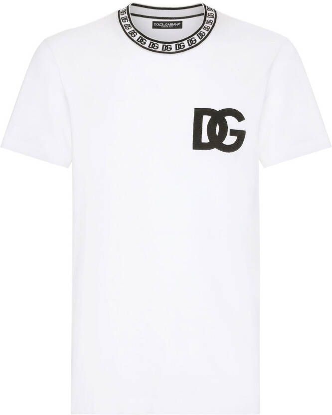 Dolce & Gabbana Katoenen T-shirt met geborduurd logo Wit