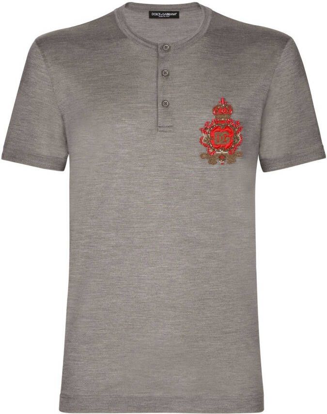 Dolce & Gabbana Zijden T-shirt met patch Grijs
