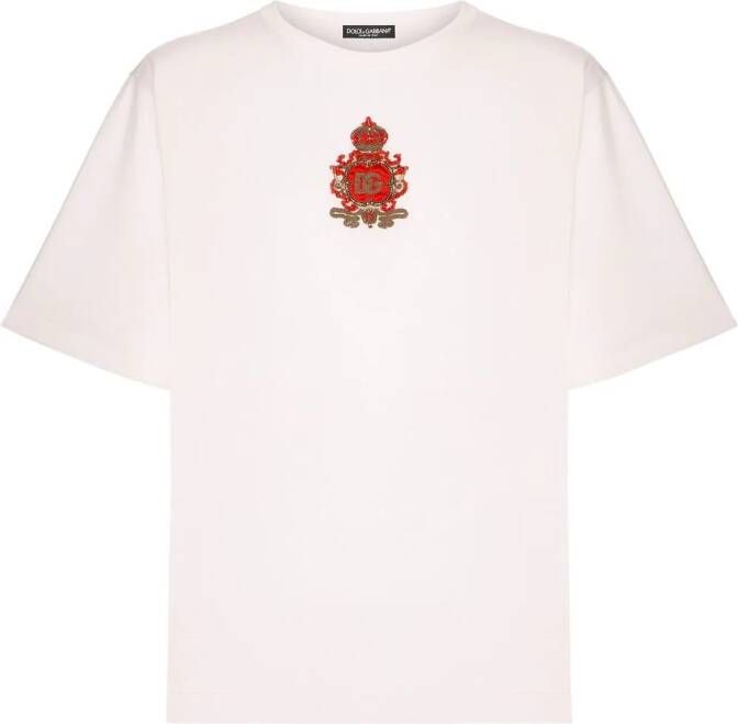 Dolce & Gabbana Zijden T-shirt met patch Wit