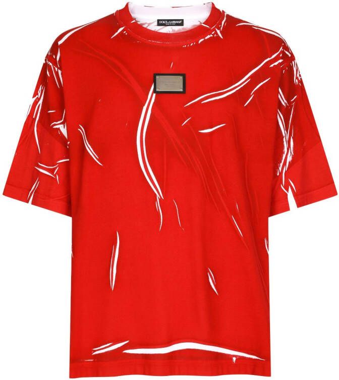 Dolce & Gabbana T-shirt met logoplakkaat Rood
