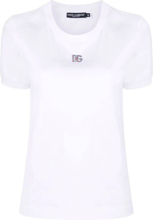 Dolce & Gabbana T-shirt verfraaid met kristallen Wit