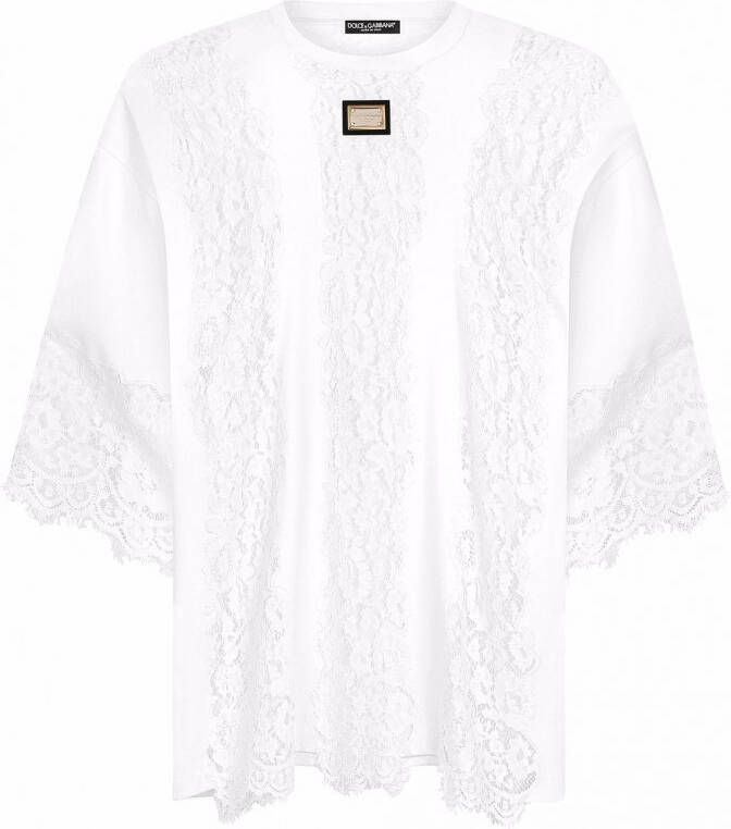 Dolce & Gabbana T-shirt met veterdetail Wit
