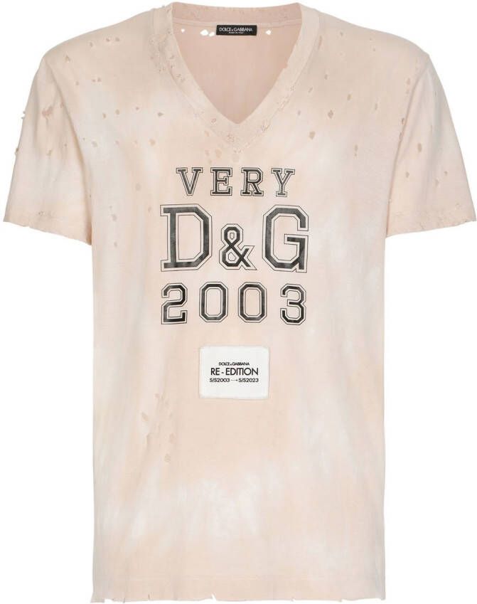 Dolce & Gabbana T-shirt met logoprint Beige