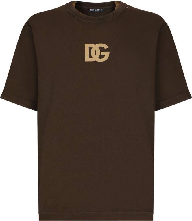 Dolce & Gabbana T-shirt met logoprint Bruin