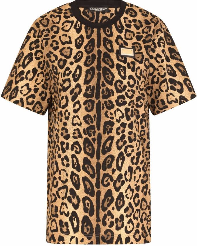 Dolce & Gabbana T-shirt met luipaardprint Bruin