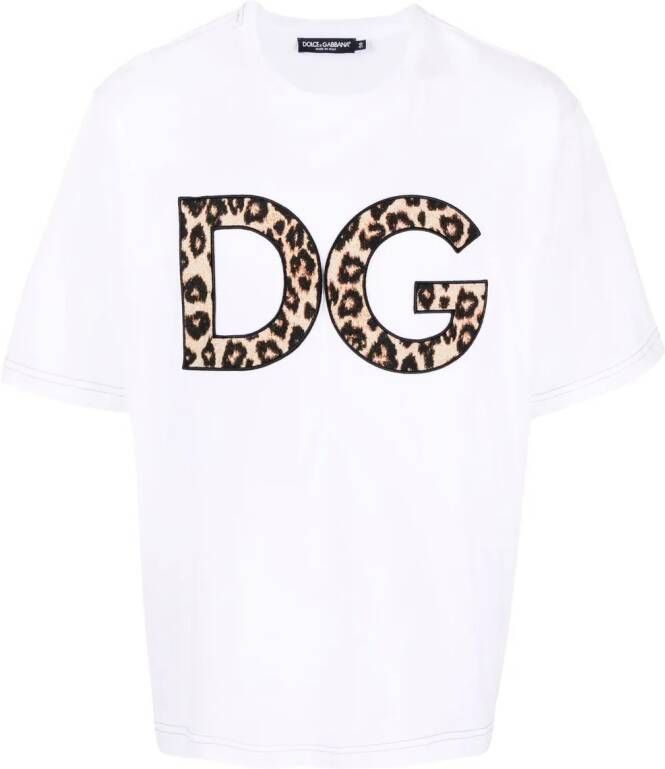 Dolce & Gabbana T-shirt met luipaardprint Wit