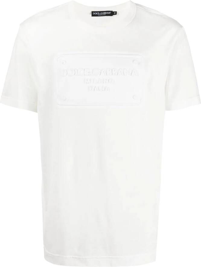 Dolce & Gabbana Katoenen T-shirt met logo-reliëf Wit