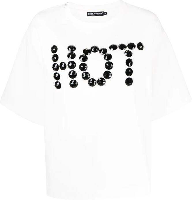 Dolce & Gabbana T-shirt verfraaid met kristallen Wit