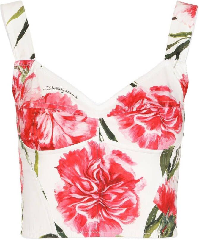 Dolce & Gabbana Top met bloemenprint Wit