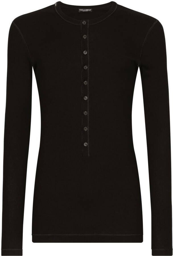 Dolce & Gabbana Fijngeribbeld katoenen T-shirt Zwart
