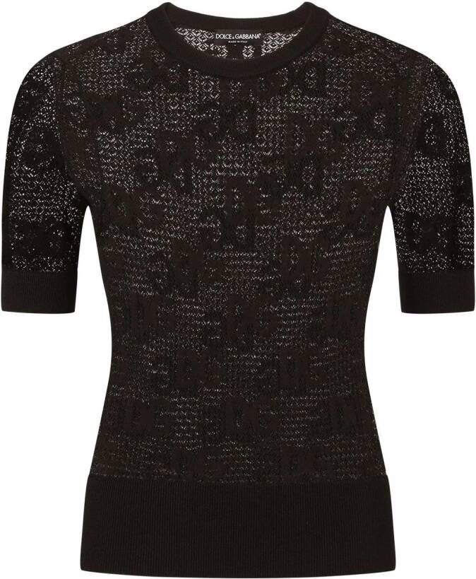 Dolce & Gabbana Trui met logo en kant Zwart
