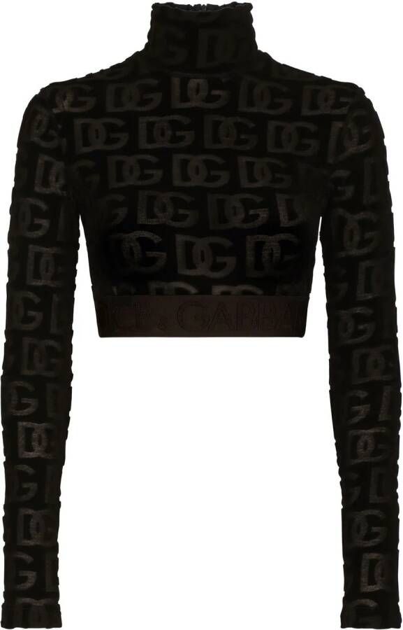 Dolce & Gabbana Cropped top met DG-logo jacquard Zwart