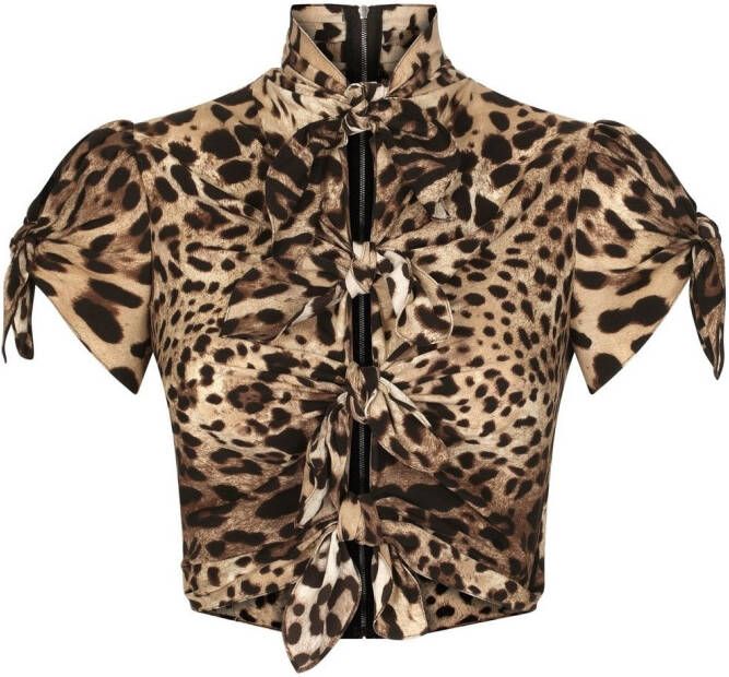 Dolce & Gabbana Cropped top met luipaardprint Bruin