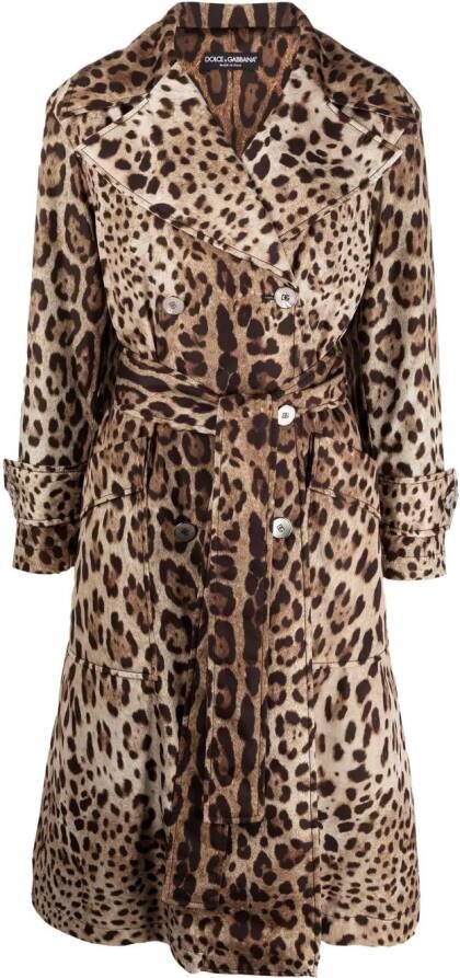 Dolce & Gabbana Trenchcoat met luipaardprint Bruin