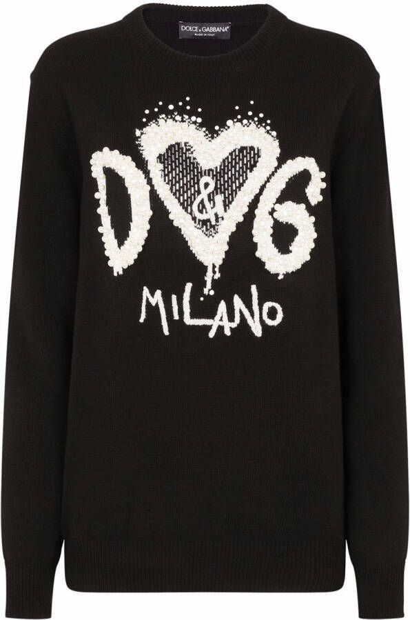 Dolce & Gabbana Trui met geborduurd logo Zwart
