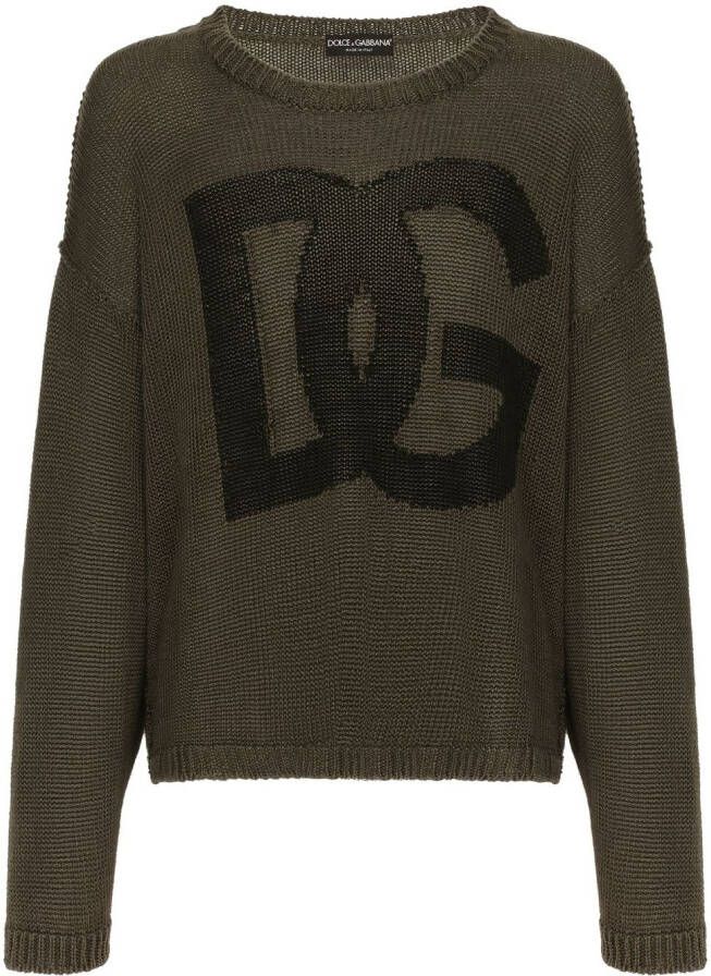 Dolce & Gabbana Trui met intarsia logo Groen