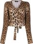 Dolce & Gabbana Trui met luipaardprint dames scheerwol 42 Bruin - Thumbnail 1