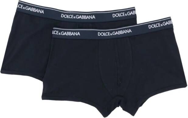 Dolce & Gabbana Twee boxershorts met logoband Blauw