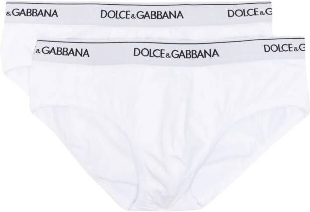 Dolce & Gabbana Twee boxershorts met logoband Wit