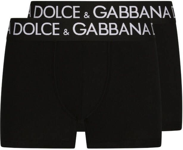Dolce & Gabbana Twee boxershorts met logoprint Zwart