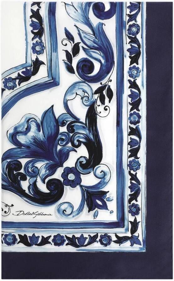 Dolce & Gabbana Twill sjaal met Majolica-print Blauw