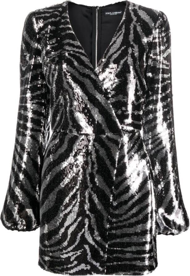 Dolce & Gabbana Wikkeljurk met pailletten Zwart