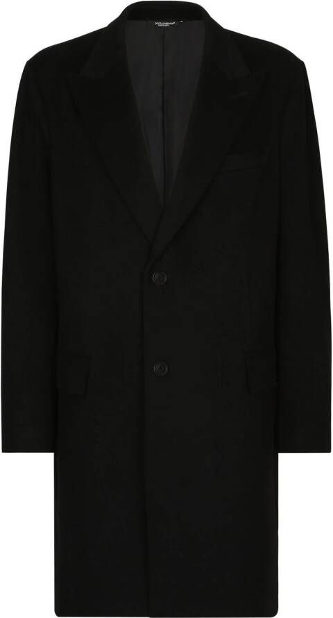 Dolce & Gabbana Wollen jas met enkele rij knopen Zwart