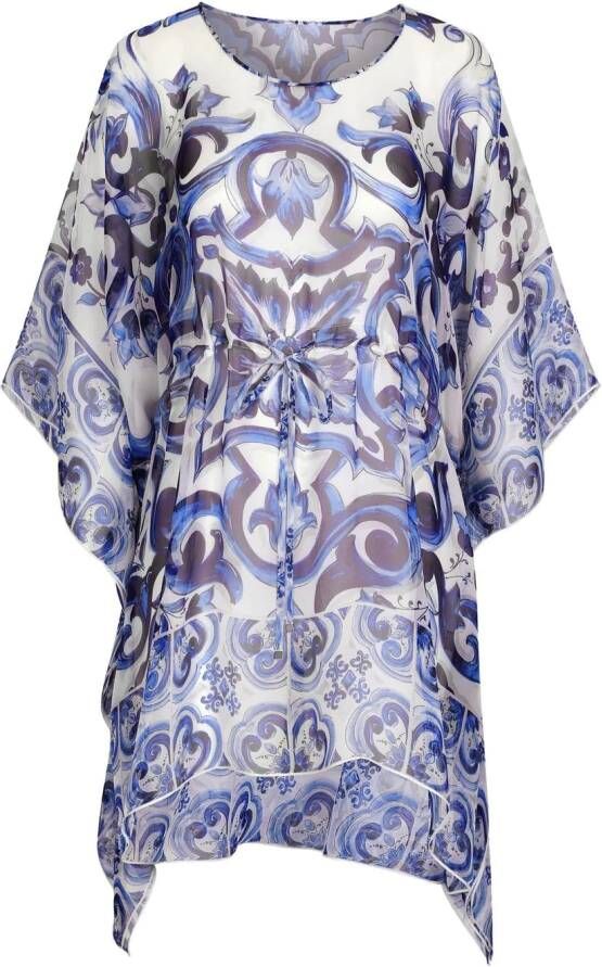 Dolce & Gabbana Zijden tuniek met print Blauw