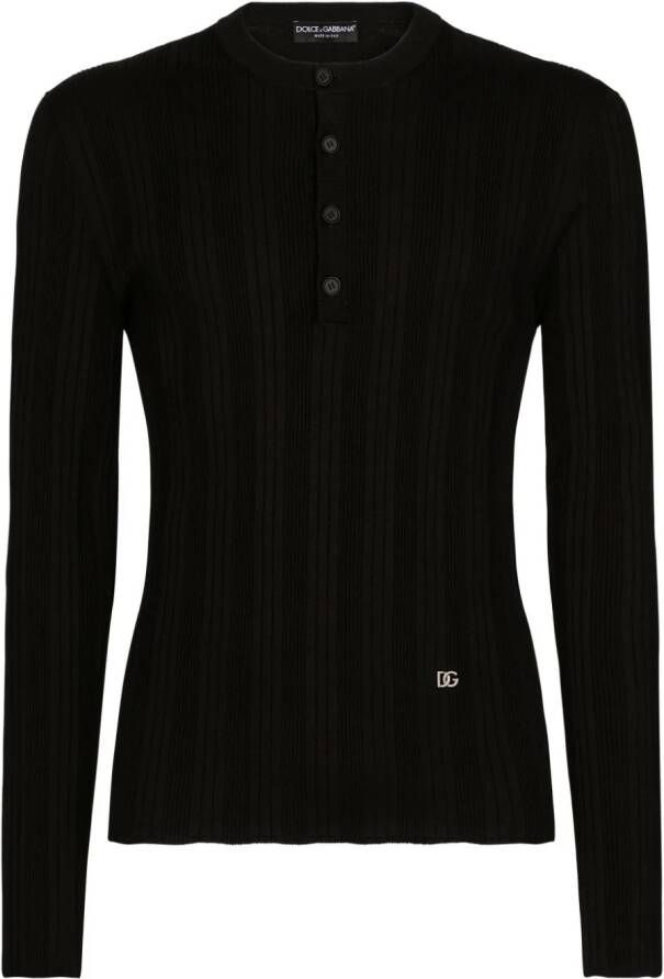 Dolce & Gabbana T-shirt van zijde-katoenblend met logopatch Zwart