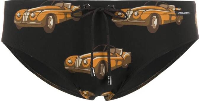 Dolce & Gabbana Zwembroek met autoprint Zwart