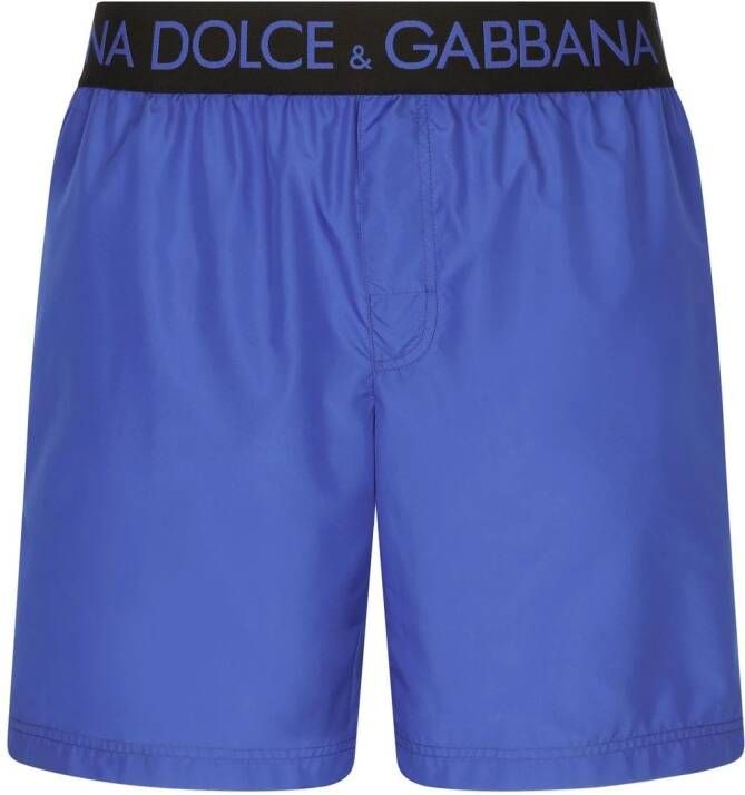 Dolce & Gabbana Zwembroek met logoband Blauw