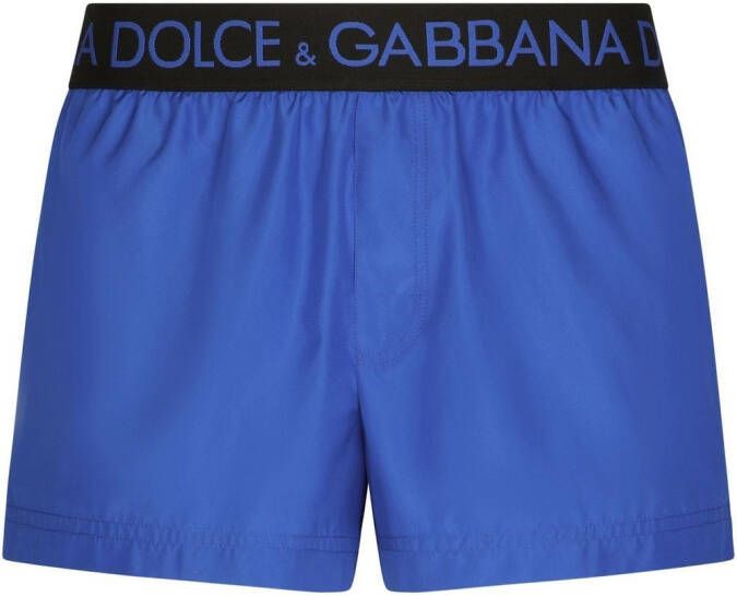Dolce & Gabbana Zwembroek met logoband Blauw