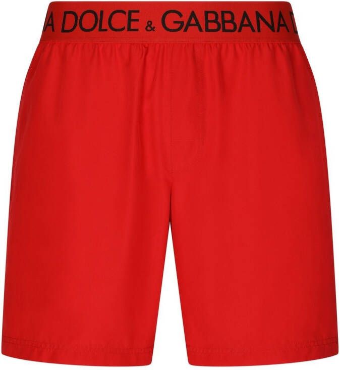 Dolce & Gabbana Zwembroek met logoband Rood