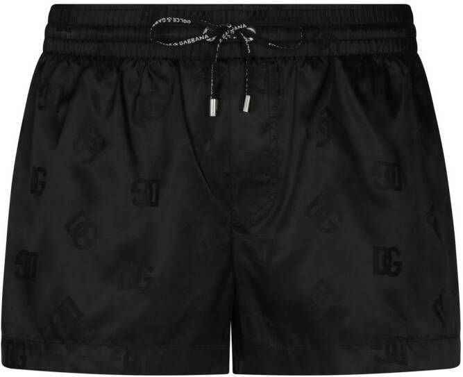 Dolce & Gabbana Denim shorts met DG-monogram jacquard Zwart