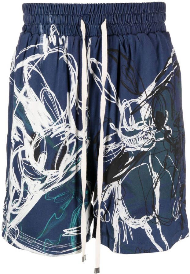 DOMREBEL abstract-print bermuda shorts Blauw