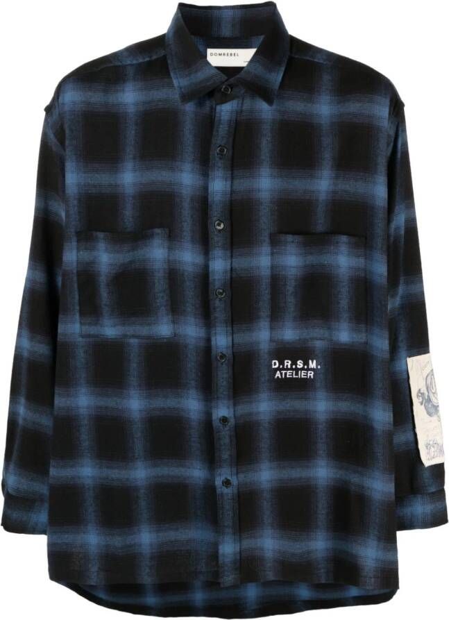 DOMREBEL plaid-check pattern cotton shirt Blauw