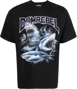 DOMREBEL T-shirt met haaienprint Zwart