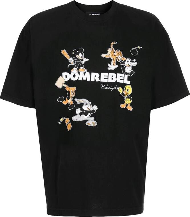 DOMREBEL T-shirt met logoprint Zwart